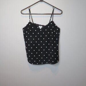 J. CREW Sleeveless Scalloped V-Neck Polka Dot Top